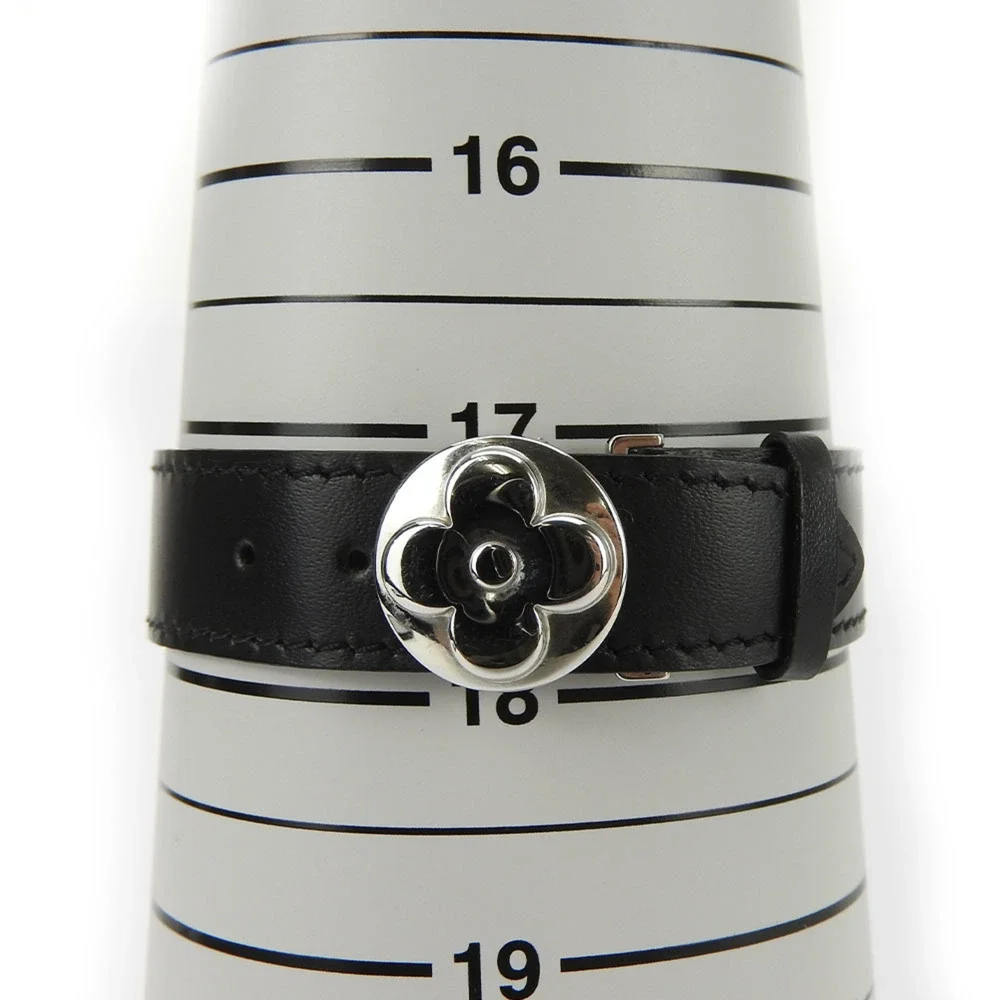 LOUIS VUITTON Black Leather Charm Bracelet